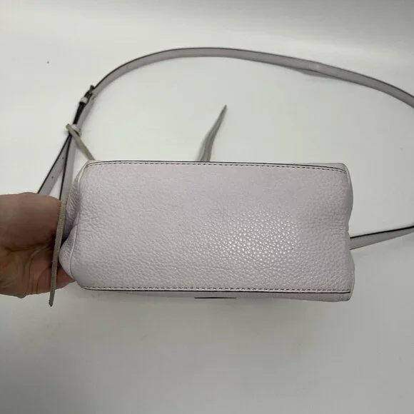 Rebecca Minkoff Purse Micro Moto Satchel Leather Fringe Crossbody Off White - Picture 14 of 15